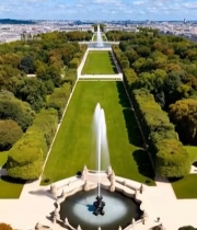  巴黎园林喷泉鸟瞰全景5564#竖屏 	 