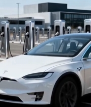  白色新能源汽车充电桩充电5820#竖屏 	 