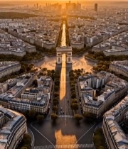  巴黎凯旋门城市全景航拍7105#竖屏 	 