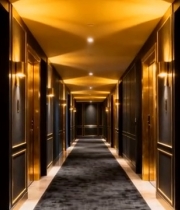  走廊两侧的古典人物半身雕像4369#横屏 	 