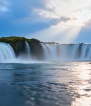  自然风光瀑布阳光洒落场景11377#横屏 	 